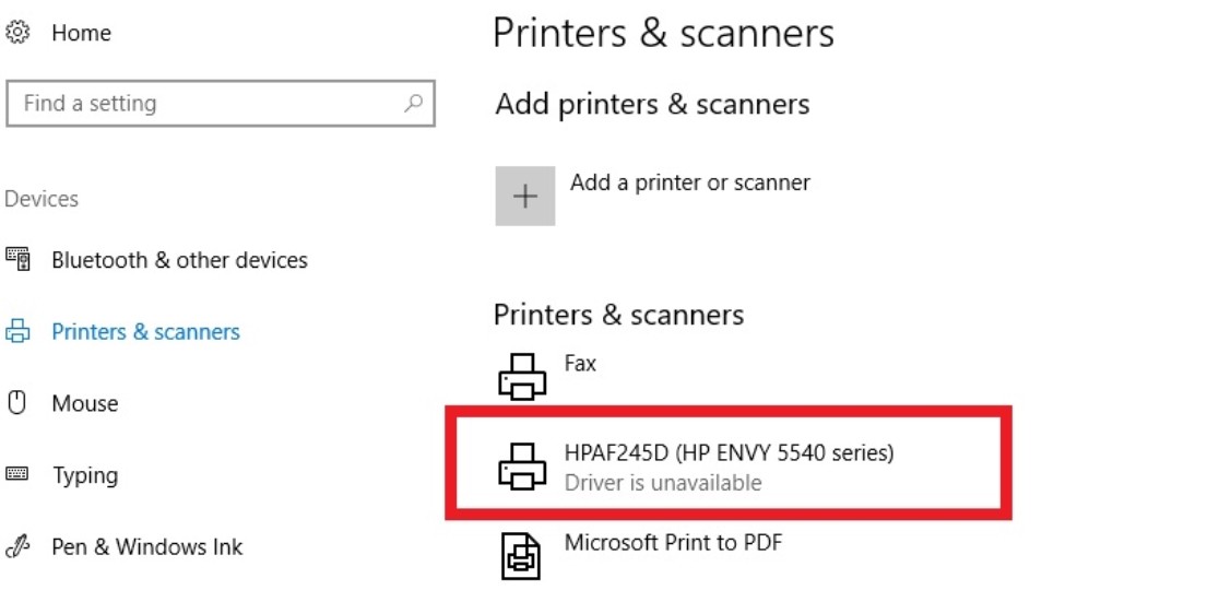 how do i fix printer driver is unavailable in windows 10